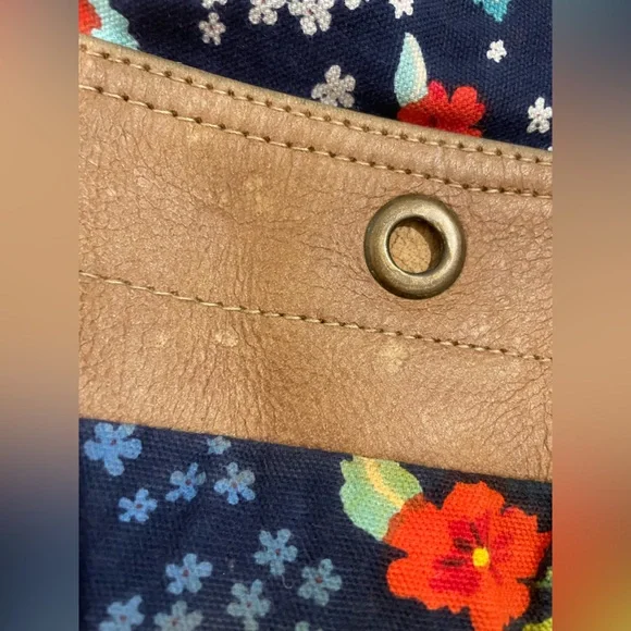 Myra Cowhide Floral Hair On Hide Leather Crossbody Messenger Bag Purse Canvas - Picture 8 of 11